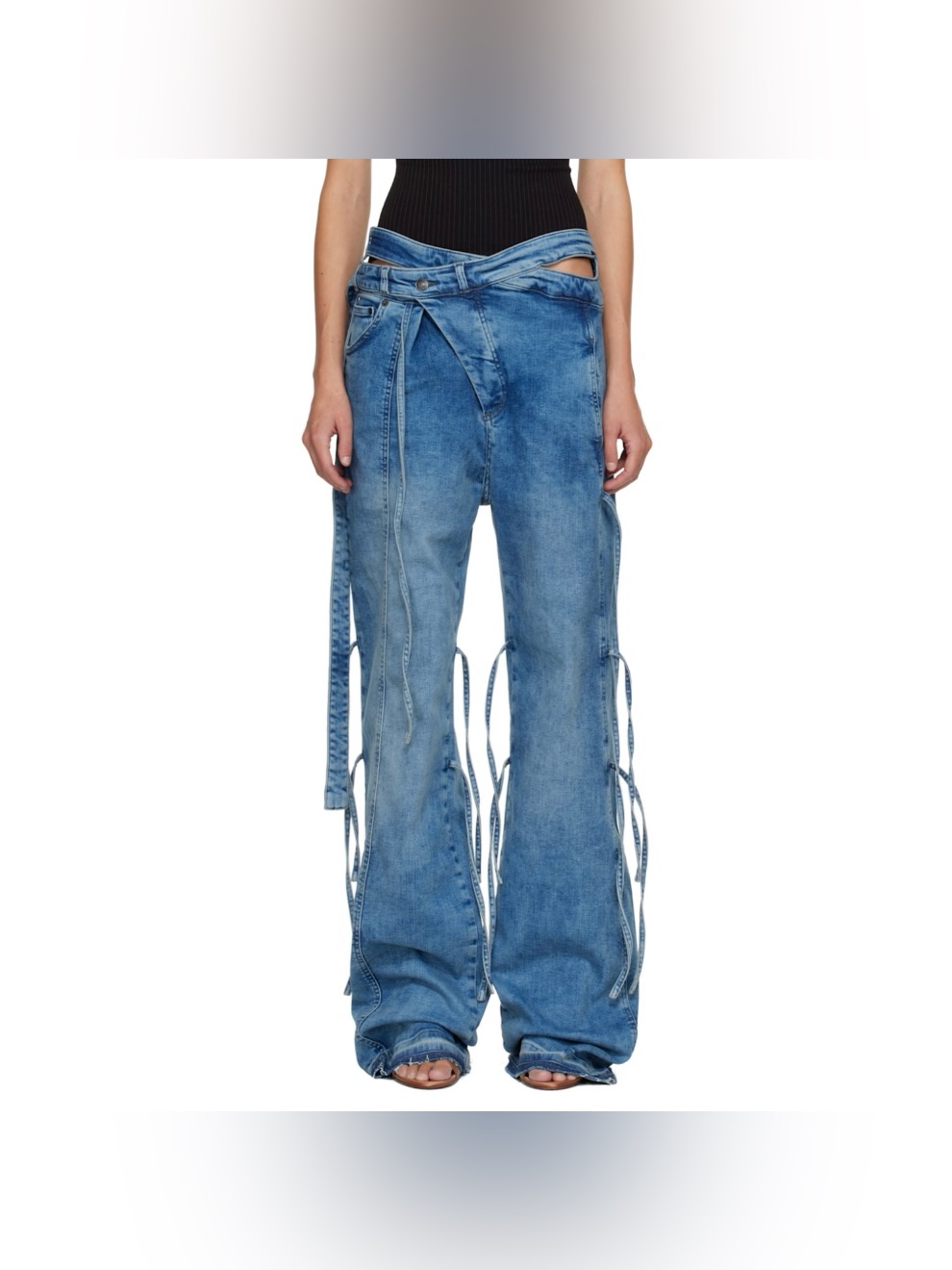 Ottolinger Strappy Signature Wrap Jeans Blue M Streetwear Avant Garde Loose Fit